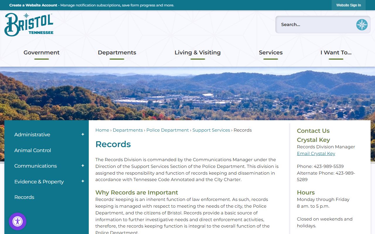 Bristol police blotter records division page