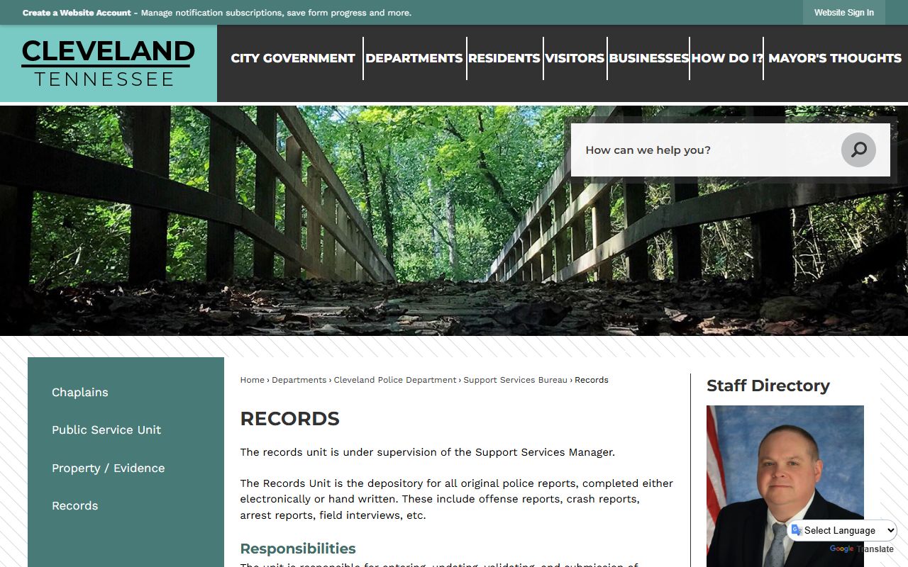 Cleveland police blotter records page