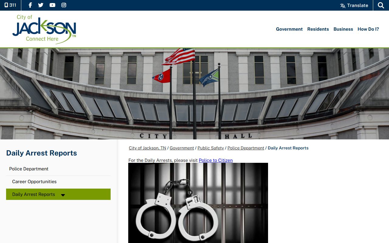 Jackson Police Blotter daily arrest reports portal