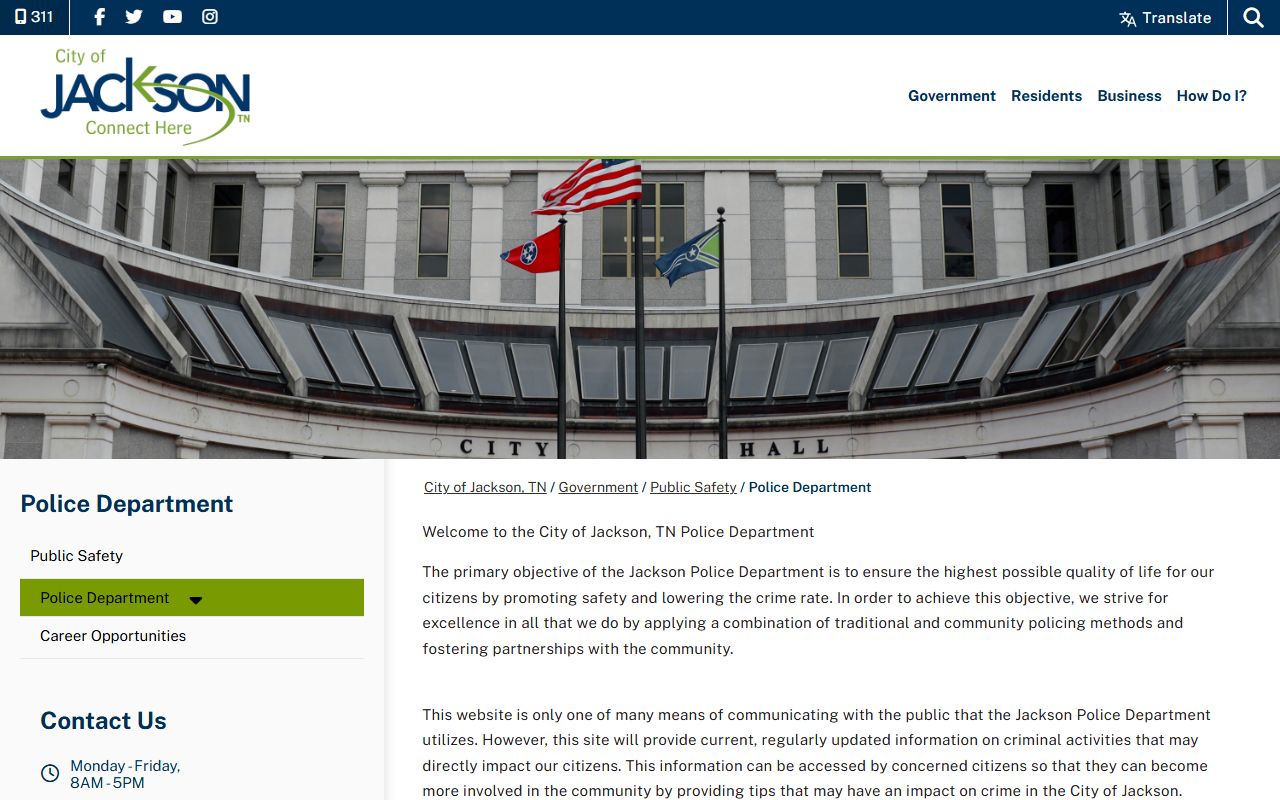 Jackson Police Blotter police department homepage