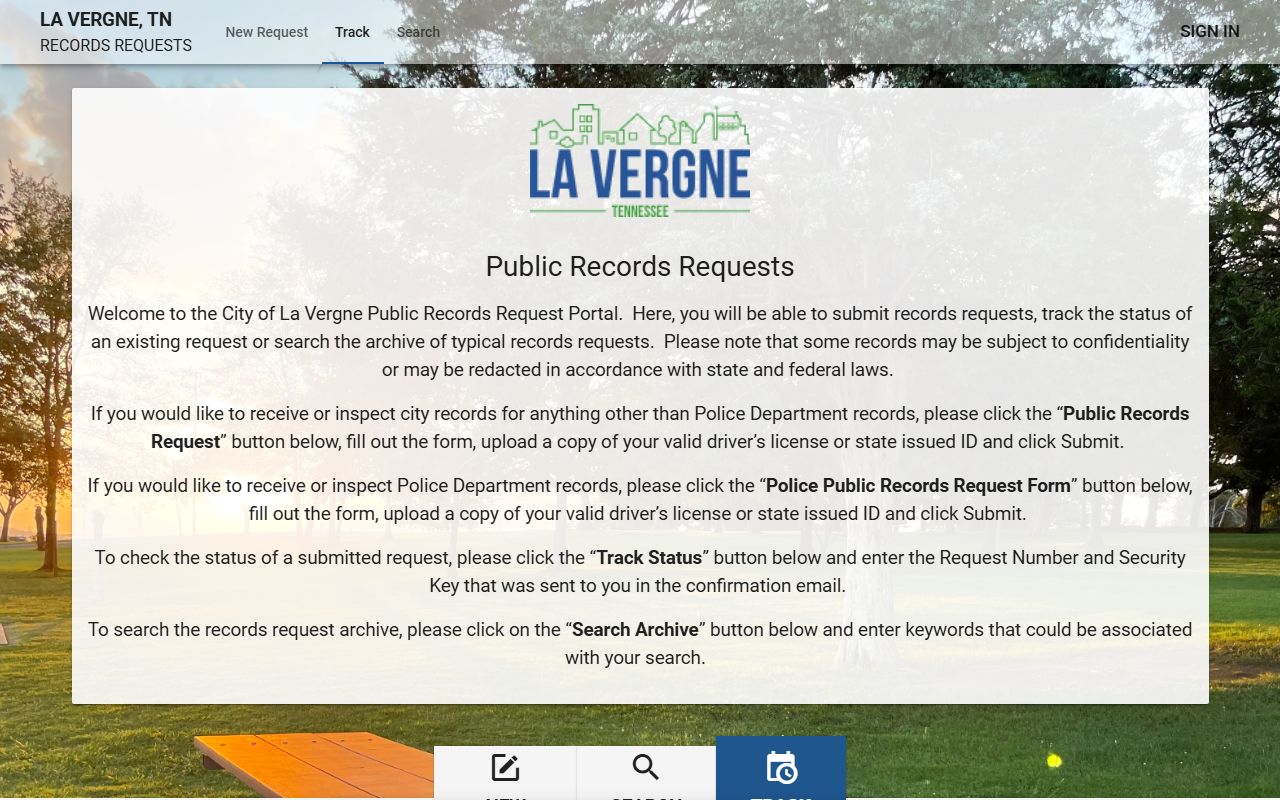 La Vergne Police Blotter public records portal