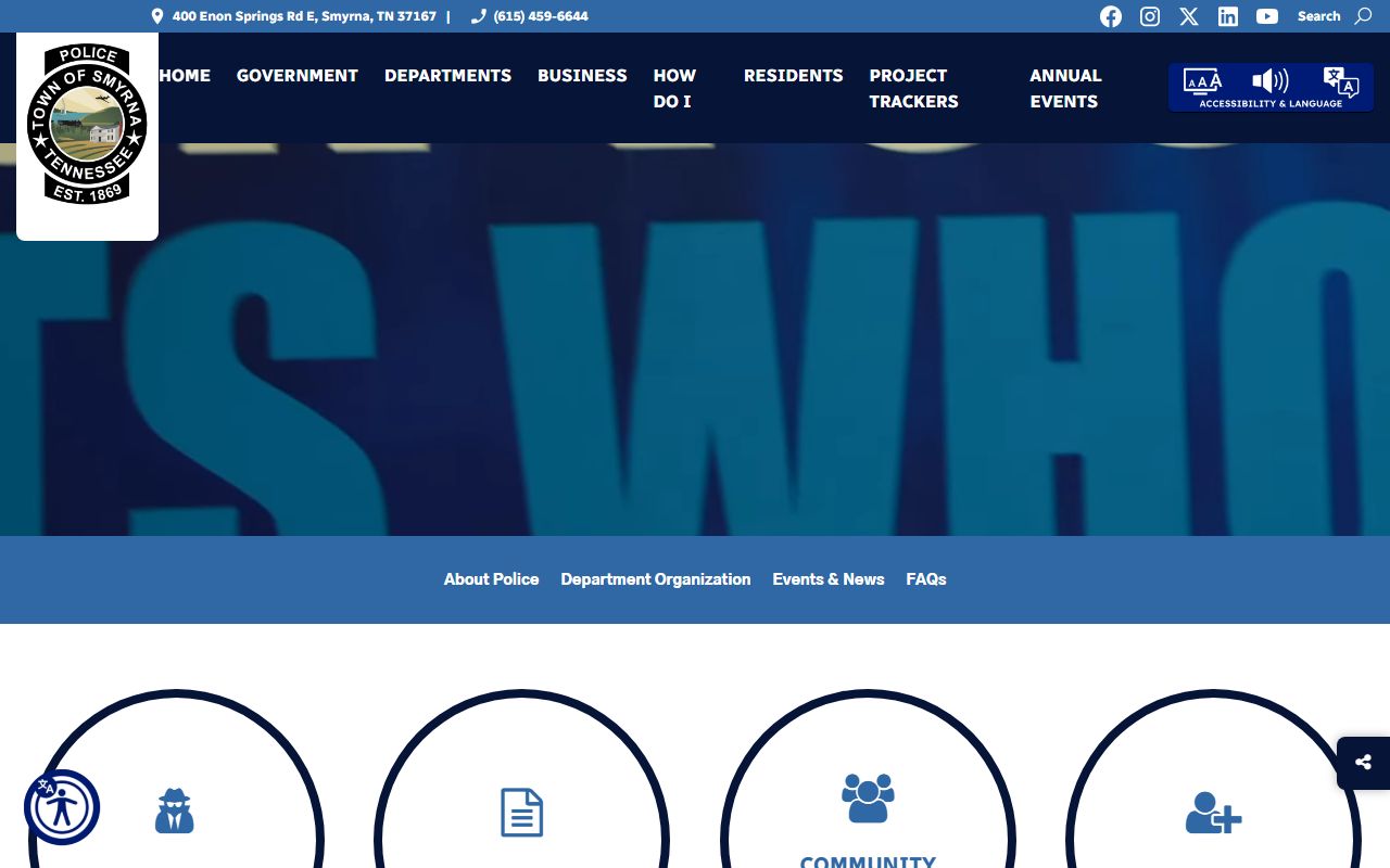 Smyrna Police Blotter police department page