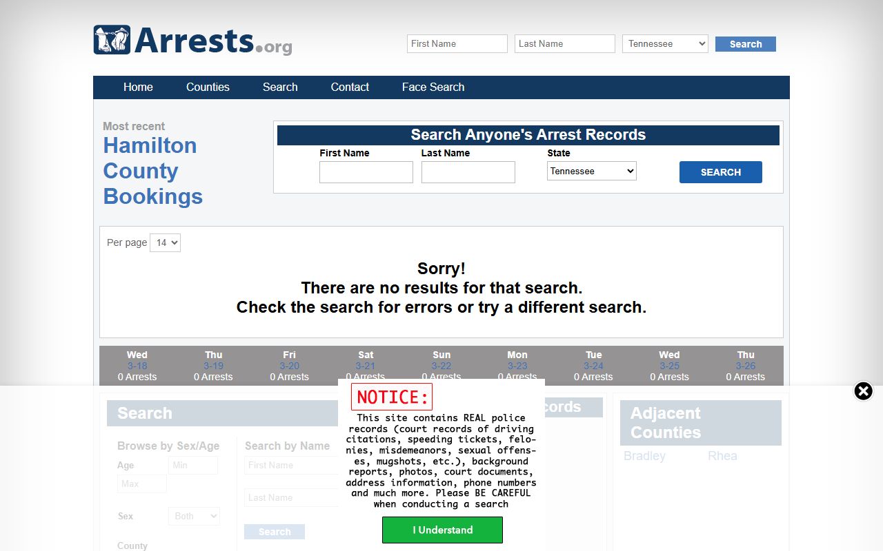 Bradley County police blotter arrest records portal