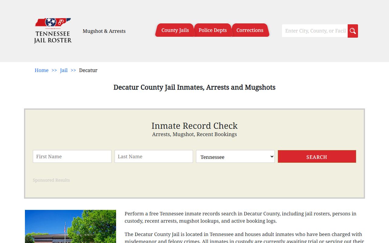 Decatur County police blotter jail information page