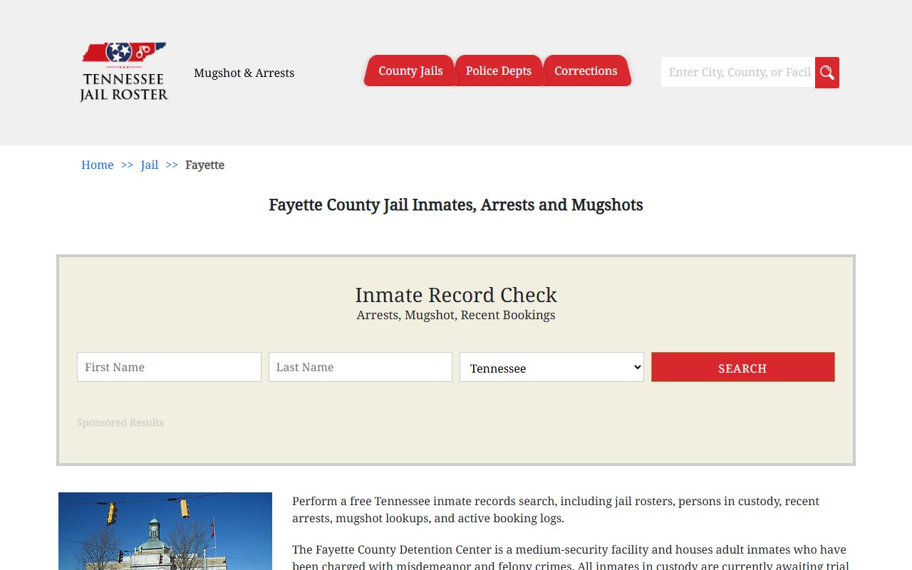 Fayette County police blotter jail information page