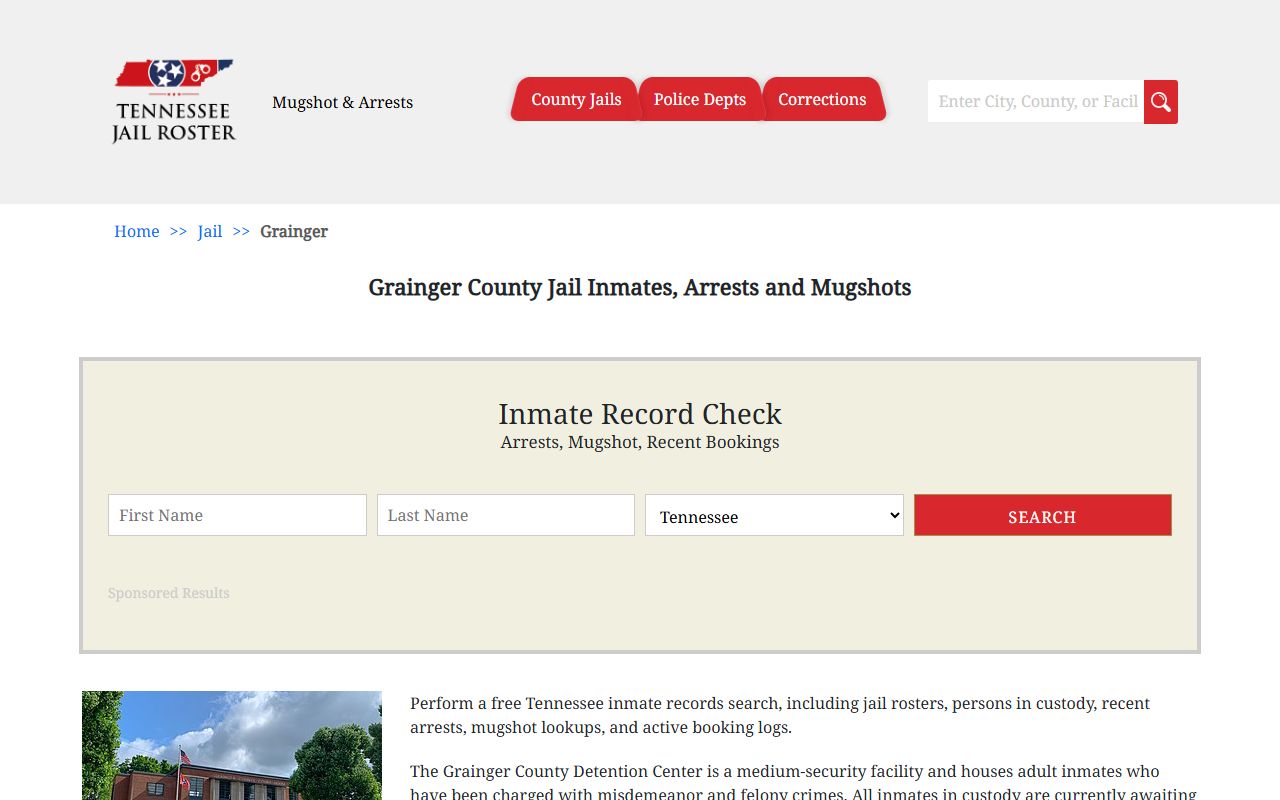 Grainger County Police Blotter jail information and roster source