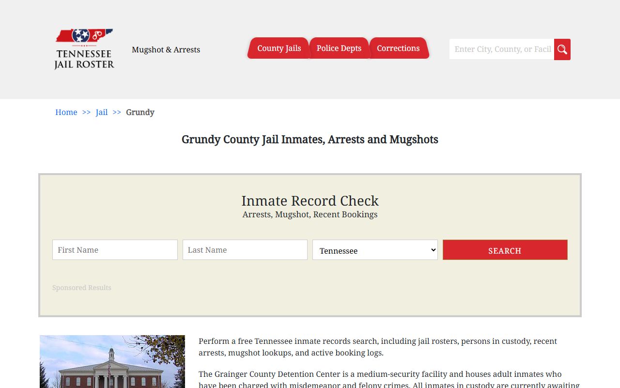 Grundy County police blotter jail information page