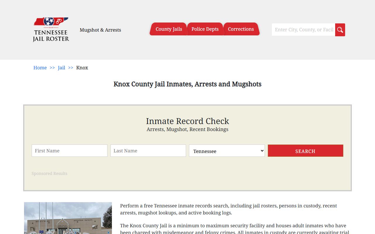 Knox County Police Blotter jail information and inmate roster