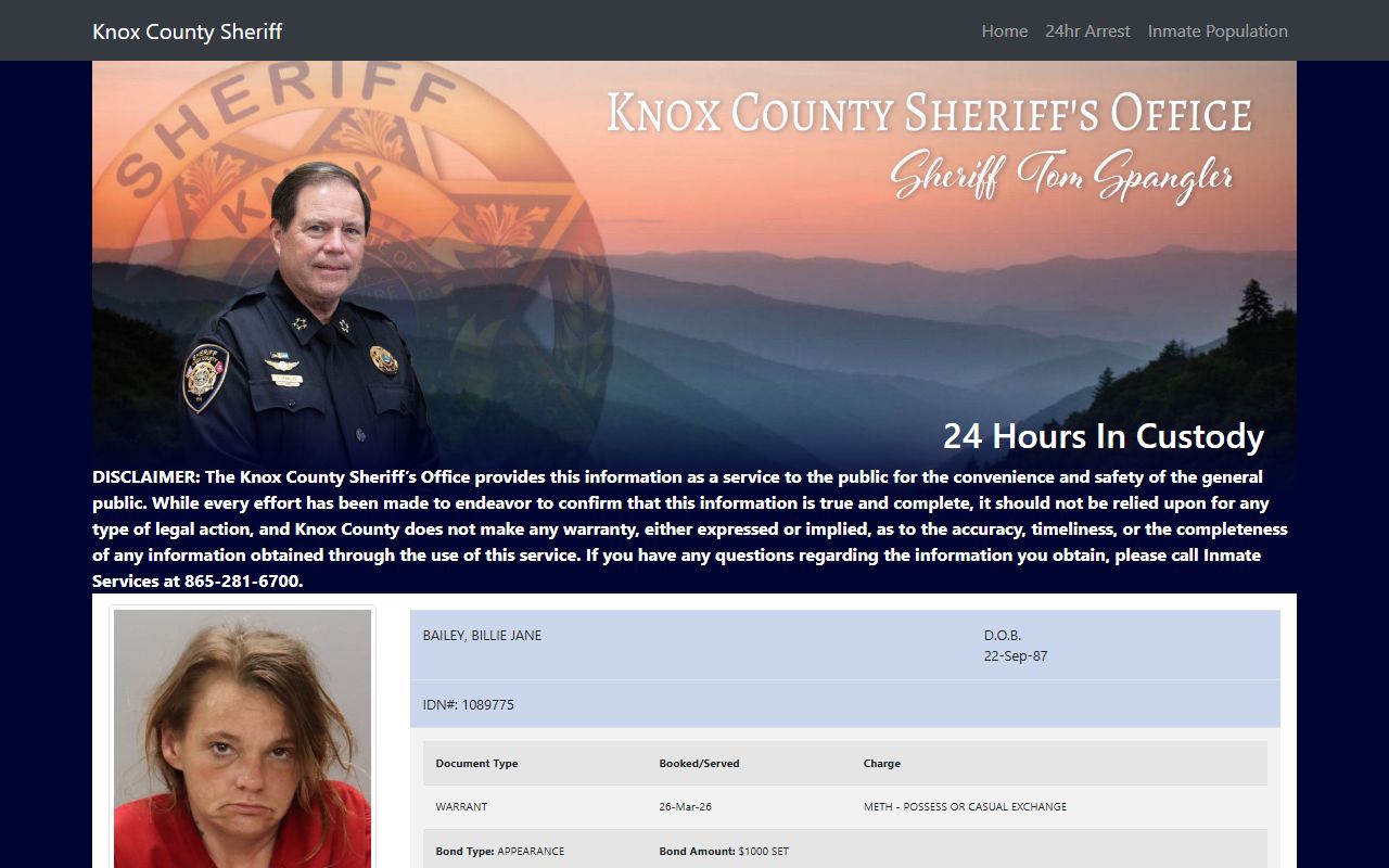 Knox County Police Blotter sheriff portal and inmate lookup