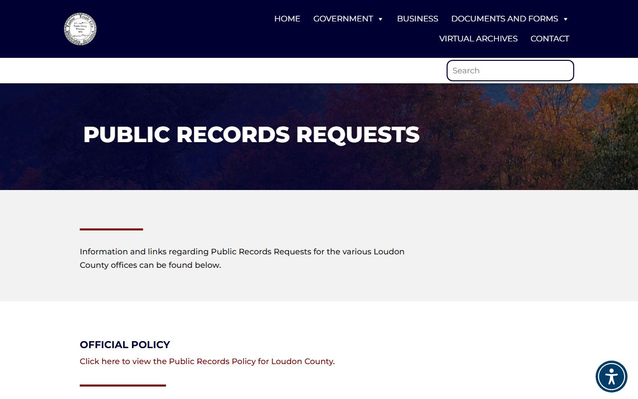 Loudon County Police Blotter public records request page