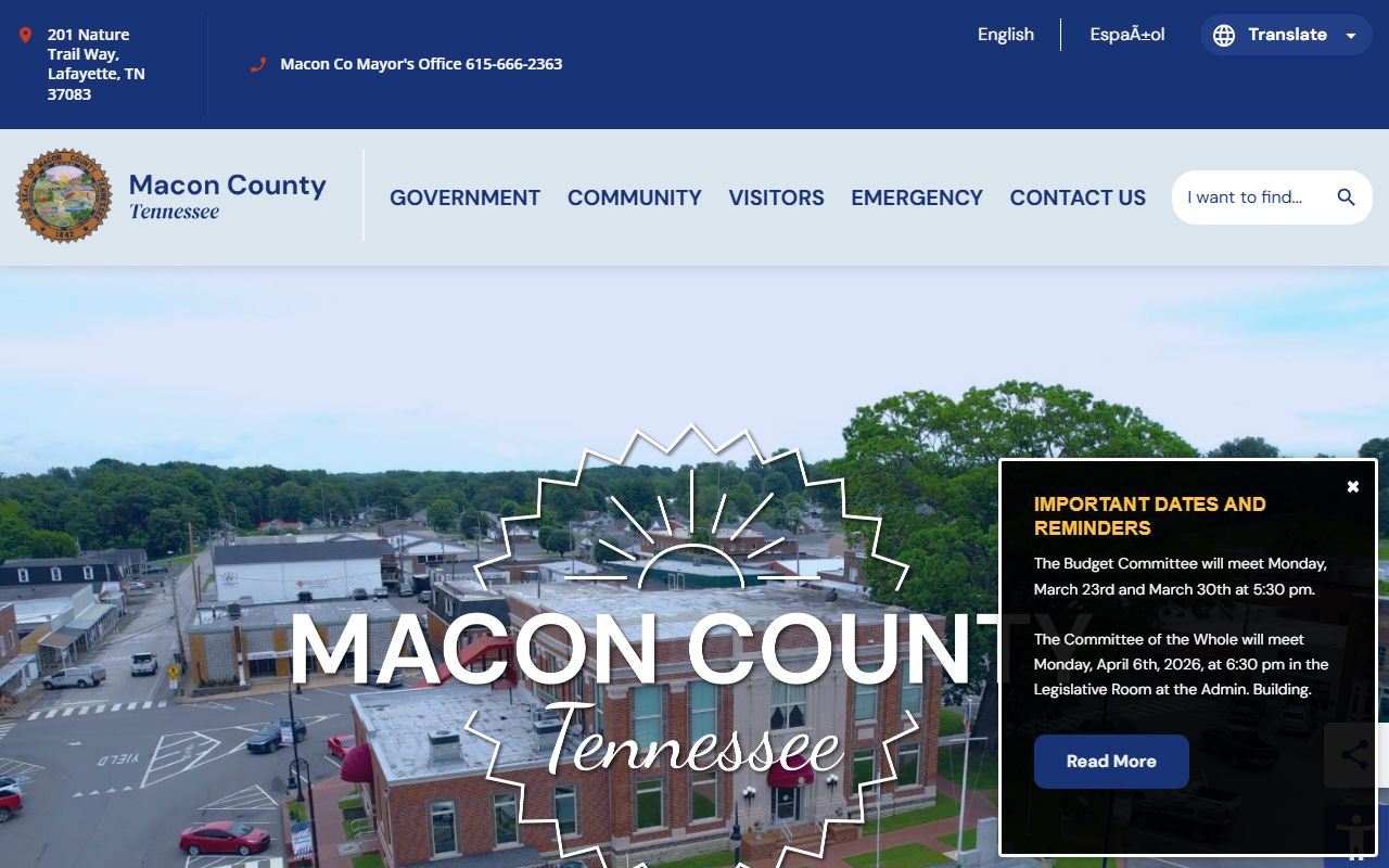 Macon County Police Blotter county government page