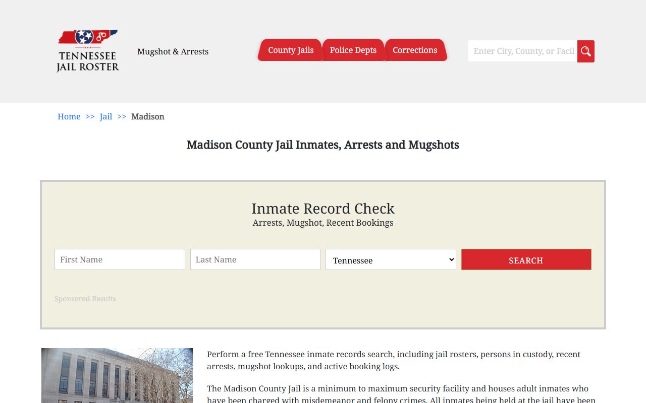 Madison County Police Blotter jail information and booking search