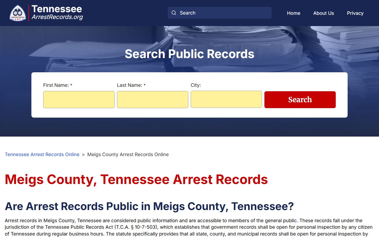 Meigs County Police Blotter arrest records source