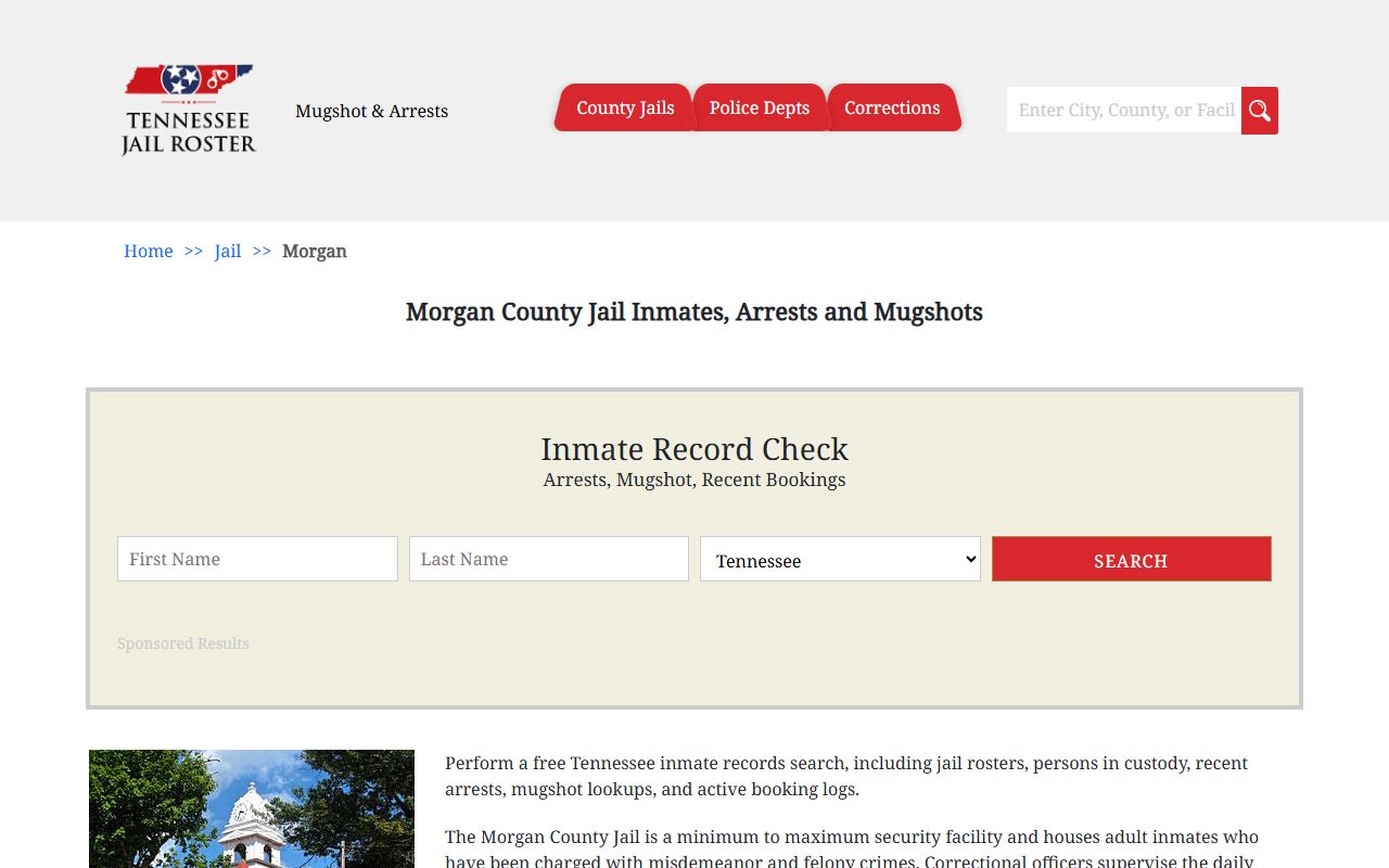 Morgan County Police Blotter jail information page
