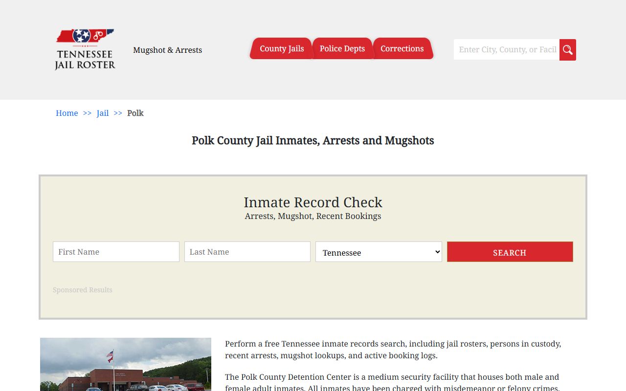 Polk County Police Blotter jail information page