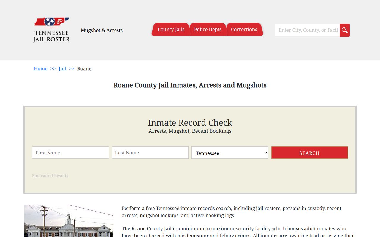 Roane County Police Blotter jail roster resource
