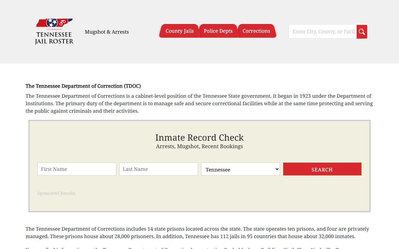 Sequatchie County Police Blotter jail information page