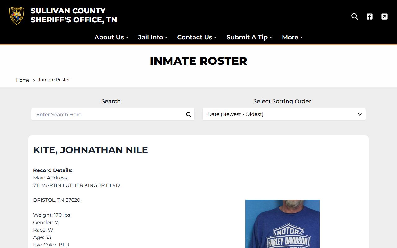 Sullivan County police blotter inmate roster page