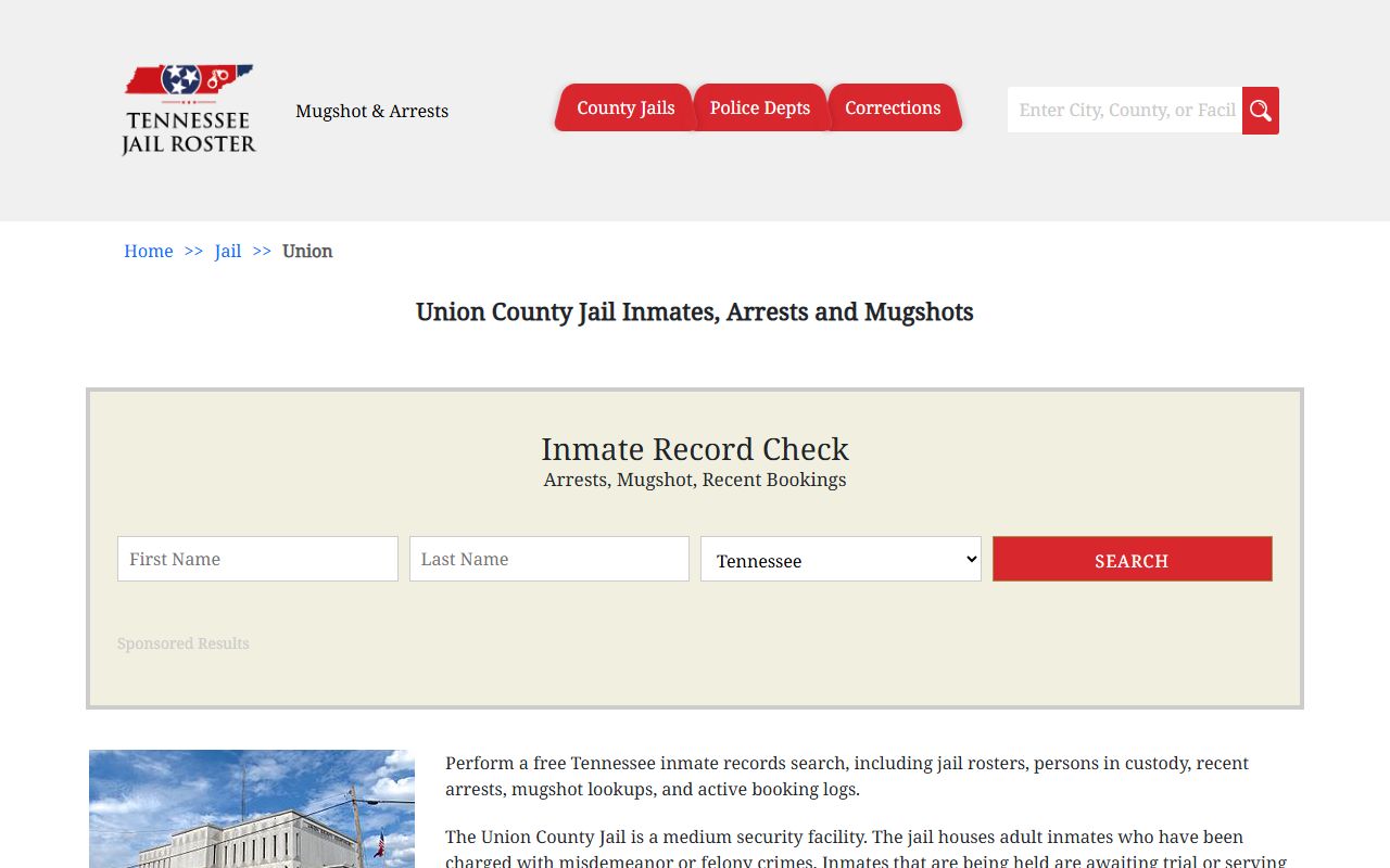 Union County Police Blotter jail information source